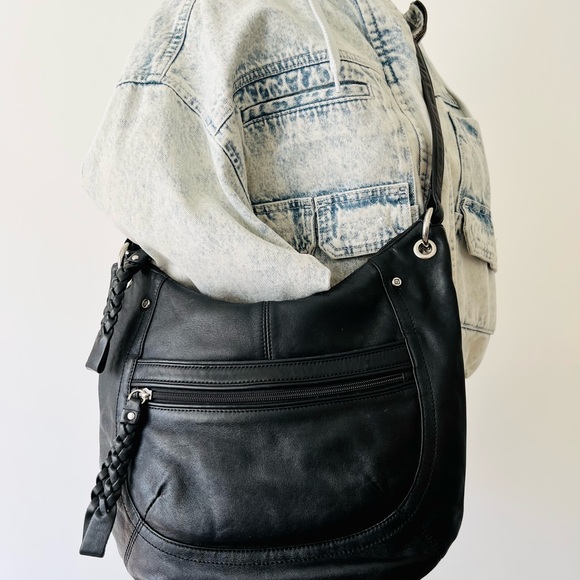Stone Mountain Black Leather  Crossbody Bag - Picture 1 of 15